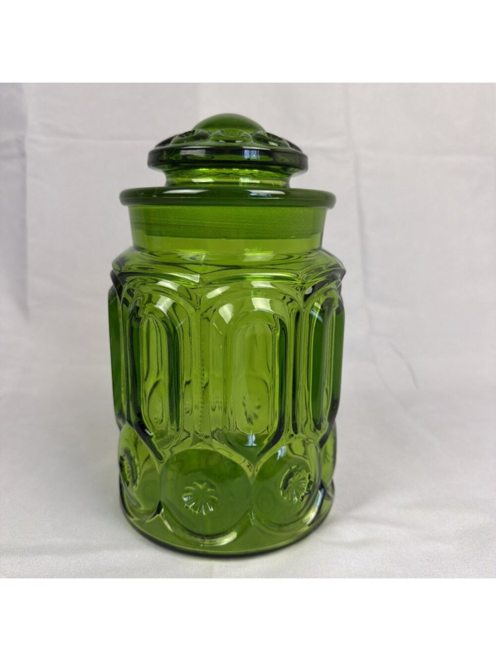 Vintage LE Smith Emerald Green Moon & Stars 9" Canister